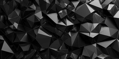 Fototapeta premium Black abstract of chaotic polygonal shapes. Futuristic background with polygonal shapes. 3d rendering