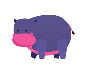 Vibrant Hippo: Flat Design Vector Illustration in Bright Colors