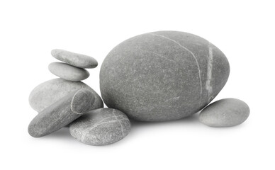 Group of different stones isolated on white