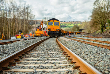 Fototapeta premium construction of a new railway in the spring