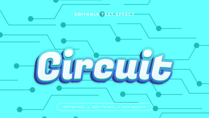 White and blue circuit 3d editable text effect - font style