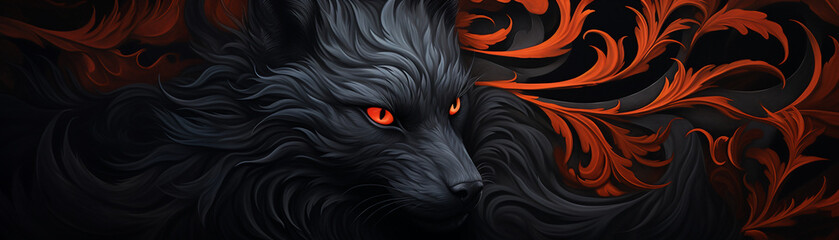 Intricate patterns of swirling black fur and shadowy claws , vibrant color - obrazy, fototapety, plakaty