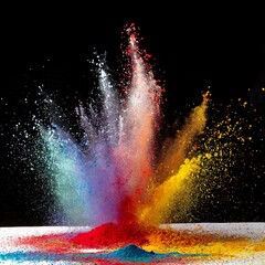 A vibrant, colorful powder splash,on black background.