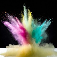 A vibrant powder splash,picture taken in the studio of isolated infront black background.