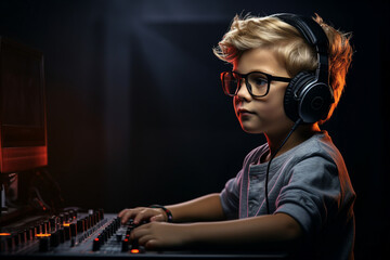 Nice deejay in da club turning dance music nightlife youth party entertainment Generative AI image