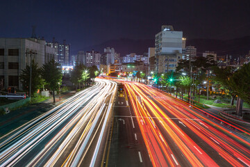 Fototapeta na wymiar a car trajectory of night view