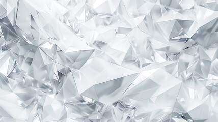 White abstract of chaotic polygonal shapes. Futuristic background with polygonal shapes. 3d rendering