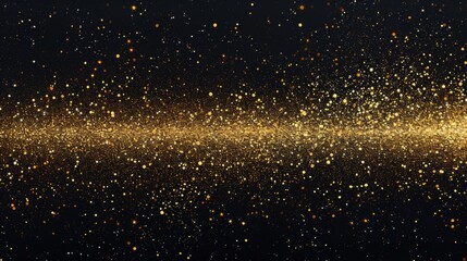 Gold glitter on a black background. Glitter of dust confetti. Sequin pattern texture. - obrazy, fototapety, plakaty
