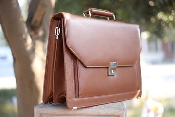 leather file and laptop bag made of high quality leather with extra compartments inside for office...