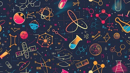Science formula seamless pattern style design background - obrazy, fototapety, plakaty