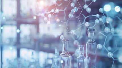 Pharmaceutical innovation for global health challenges, molecule models and vaccine research, lab setting