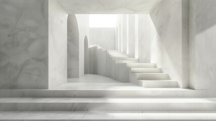 Abstract white interior marble podium. 3d rendering illustration