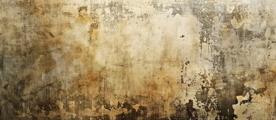 The image shows a weathered wall covered in dirt and brown paint stains. The texture of the wall is old and worn, with the paint peeling off in some areas.