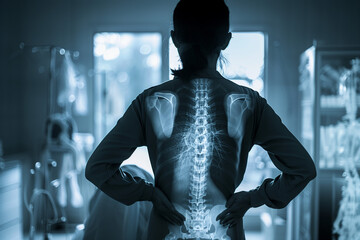 X-ray view of woman's back with low back pain