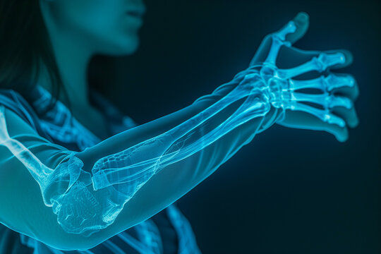 X-ray view of woman's arm with bones