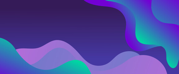 Blue green and purple violet vector gradient modern and simple abstract banner with waves shapes. Vector design layout for presentations, flyers, posters, background, annual report, invitations