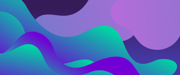 Blue green and purple violet simple abstract gradient banner with wave and liquid shape. Vector design layout for presentations, flyers, posters, background, annual report, invitations