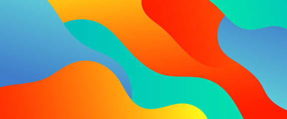 Blue orange and green vector gradient abstract creative banner in minimal and simple trendy style with wave shapes. Vector for presentations, flyers, posters, background, annual report, invitations