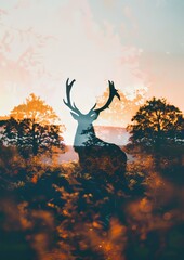 deer in double exposure