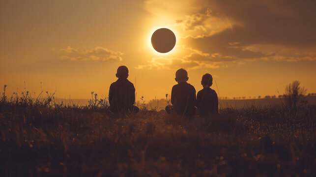 Children watching the eclipse