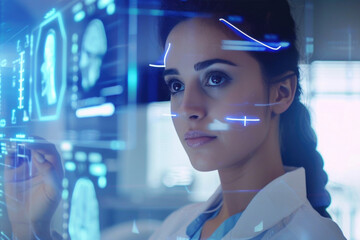 Female doctor using innovative technologies to manage her work in the hospital