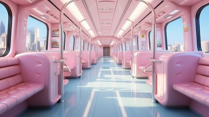 Naklejka premium Pink and blue pastel subway train interior