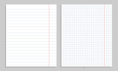 Set of sheets of paper for recording and presenting data. Vector