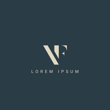 Minimal creative initial based VF logo and FV logo. Letter VF FV creative elegant monogram white color on black background