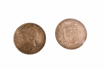 coin, silver, metal, means of payment, finance, round, spain, vi