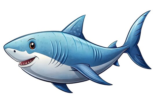Animated Friendly Shark Cartoon Character Ocean Theme Illustration