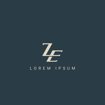 Minimal creative initial based ZE logo and EZ logo. Letter ZE EZ creative elegant monogram white color on black background