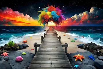  Surreal Beach Sunset Pier Colorful Clouds Starfish Night Day Transition © Rostislav Bouda