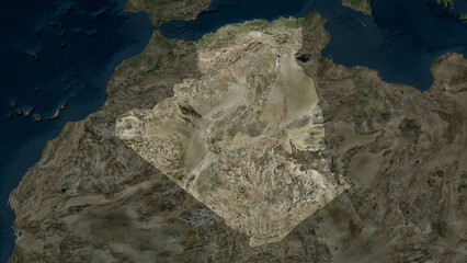 Algeria highlighted. High-res satellite map