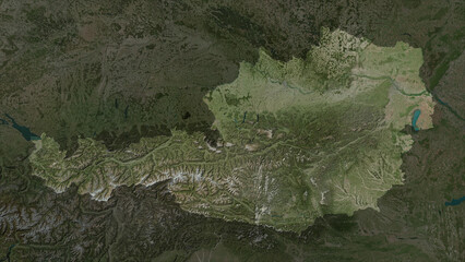 Austria highlighted. High-res satellite map © zelwanka