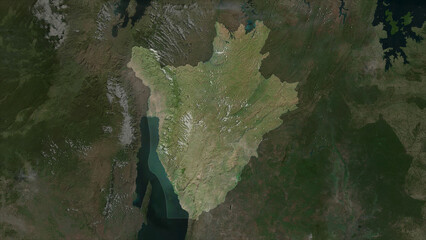 Burundi highlighted. High-res satellite map © zelwanka