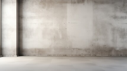 Fototapeta premium An empty room with a concrete wall and tiled floor