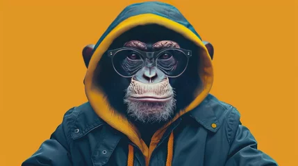 Fototapete Rund Generate a playful and whimsical poster featuring a monkey © lara