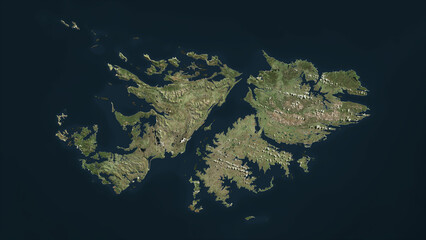 Fototapeta na wymiar Falkland Islands highlighted. High-res satellite map
