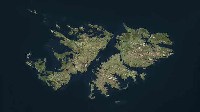 Falkland Islands highlighted. High-res satellite map