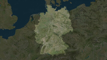 Germany highlighted. High-res satellite map © zelwanka
