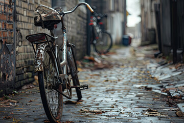 Abandoned bike in a little street
