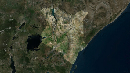 Kenya highlighted. High-res satellite map © zelwanka