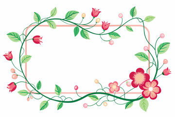 Rectangular floral border frame template with decorated elements vector illustration