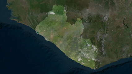 Liberia highlighted. High-res satellite map © zelwanka