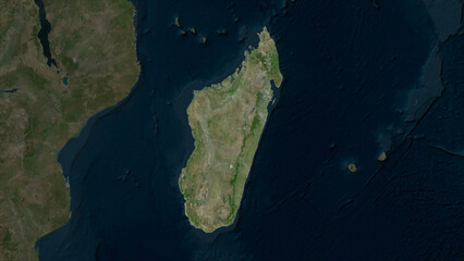 Madagascar highlighted. High-res satellite map © zelwanka