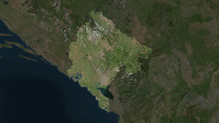 Fototapeta premium Montenegro highlighted. High-res satellite map