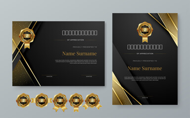 Black white and gold vector award certificate template fancy modern abstract for corporate. For appreciation, achievement, awards, education, competition, diploma template