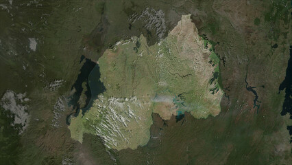 Rwanda highlighted. High-res satellite map © zelwanka