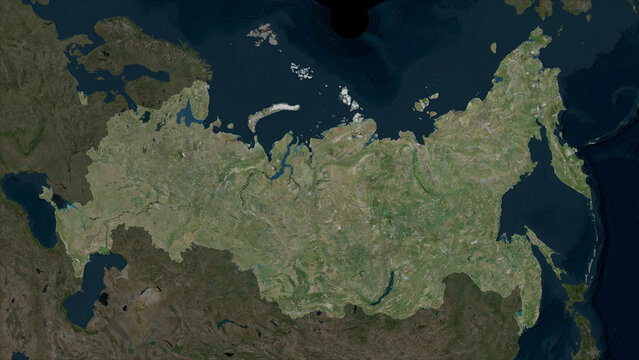 Russia highlighted. High-res satellite map