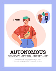 Man experiencing ASMR calmness vector illustration